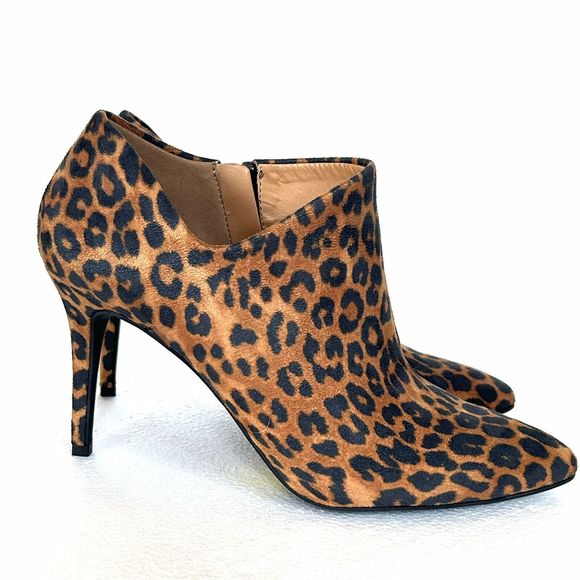 Jessica Simpson Leopard Print Stiletto Heels Zip Pointed Toe Ankle Bootie 9M NEW - Picture 3 of 14